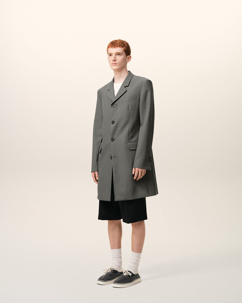 GREY NEW WOOL STRAIGHT SIMPLE BREASTED COAT 6