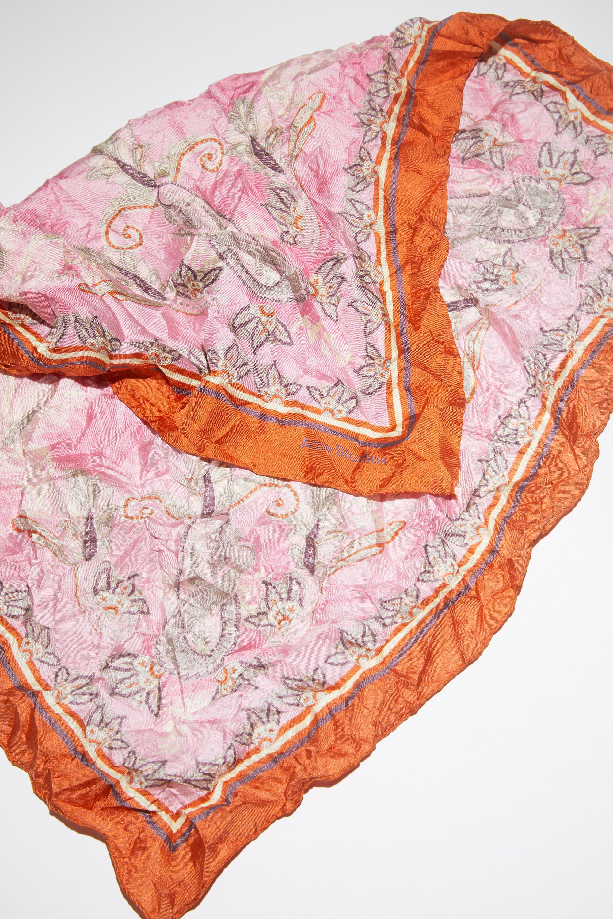 Printed silk scarf - Bright orange - 4