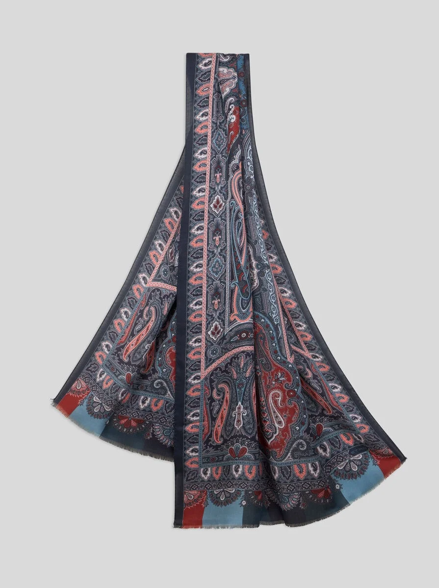 PRINTED CASHMERE AND SILK SCARF - 1