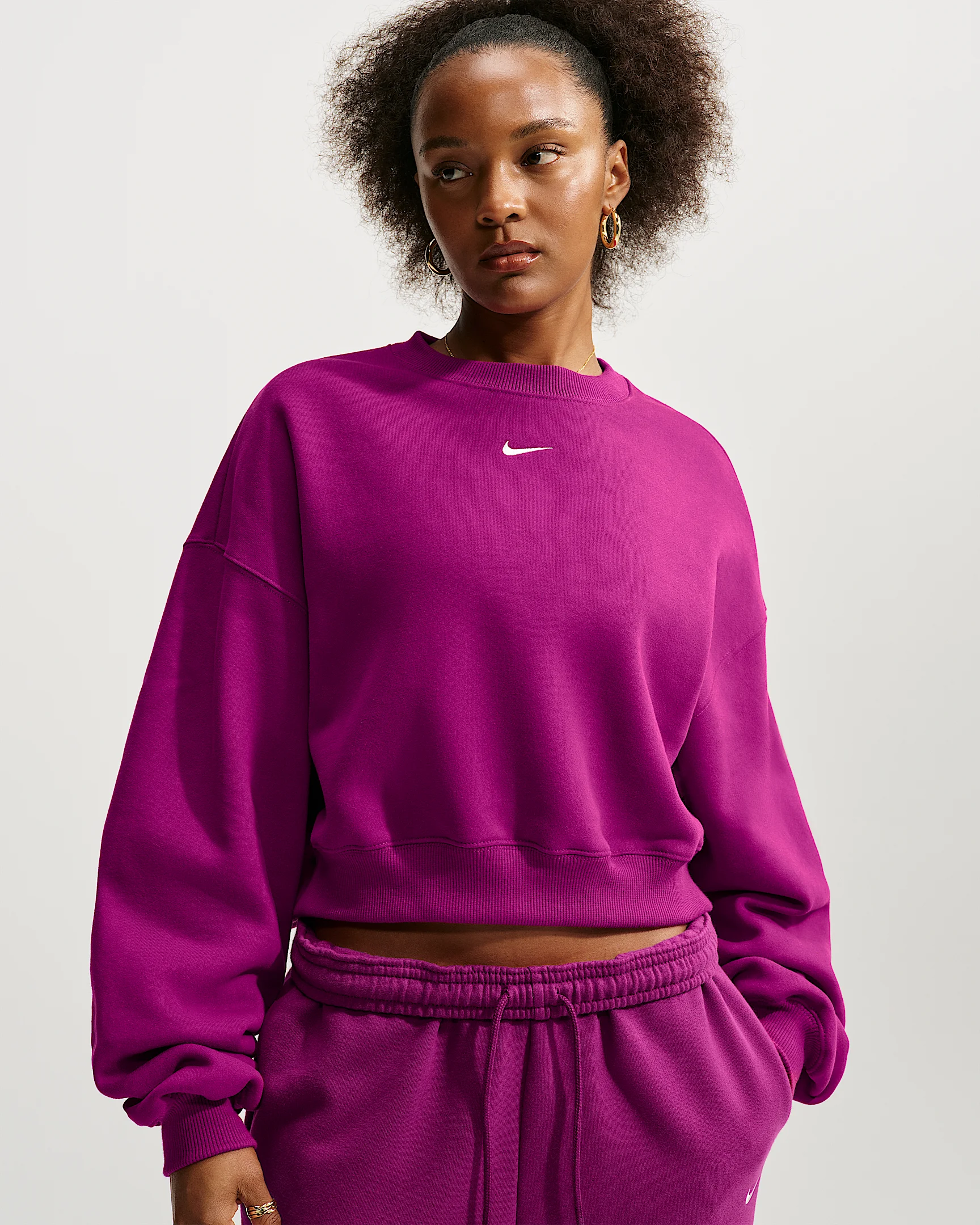 Nike Studio Fleece Medium Weight Women's Oversized Cropped Crew - 1