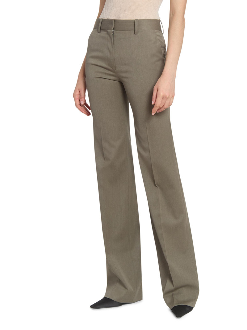 Women's Wool-Blend Straight-Leg Trousers - Sage Melange 4