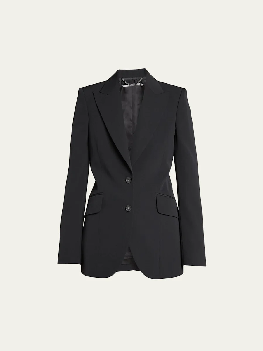 Single-Breasted Fitted Wool-Blend Blazer - 1