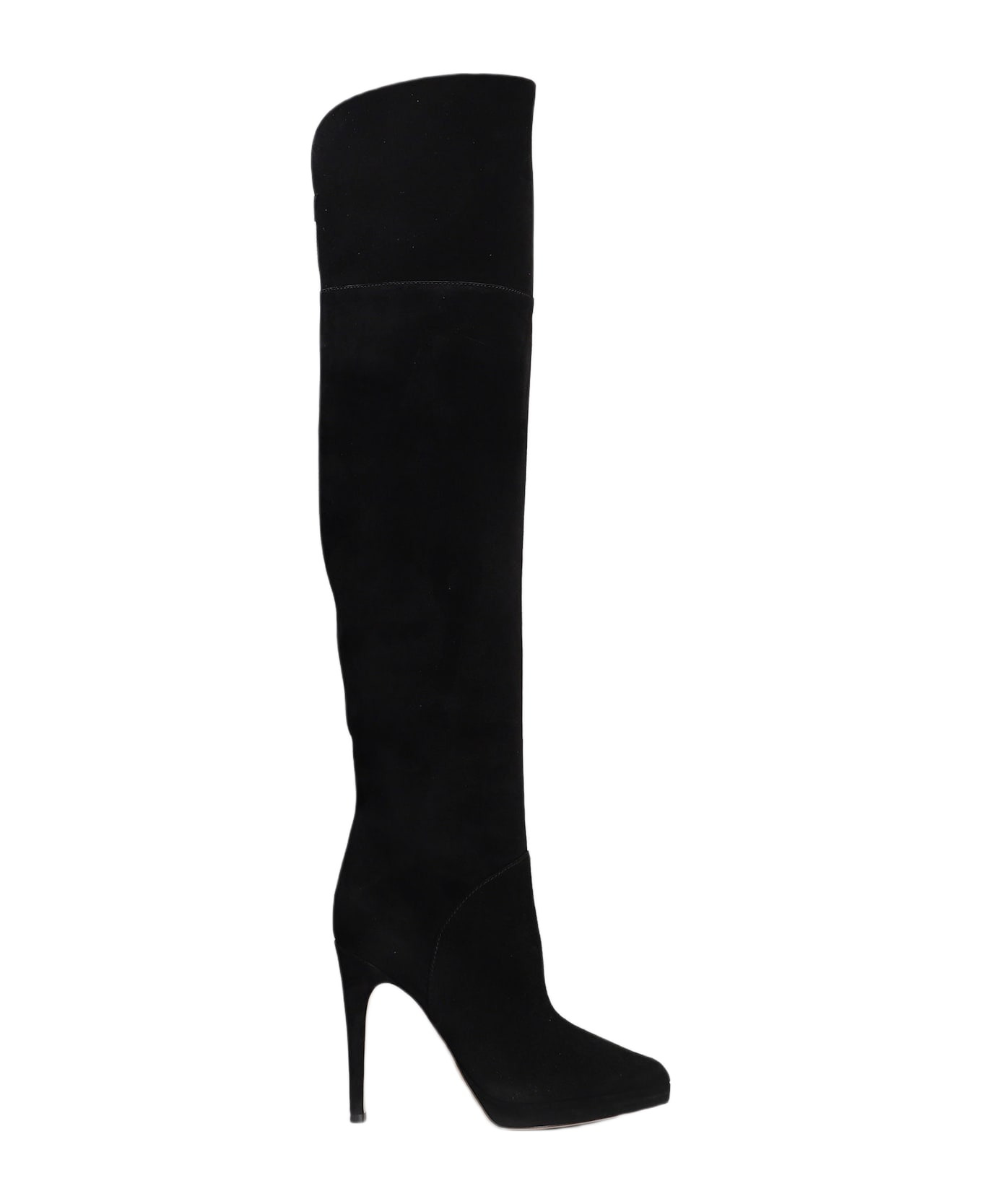 High Heels Boots In Black Suede - 1