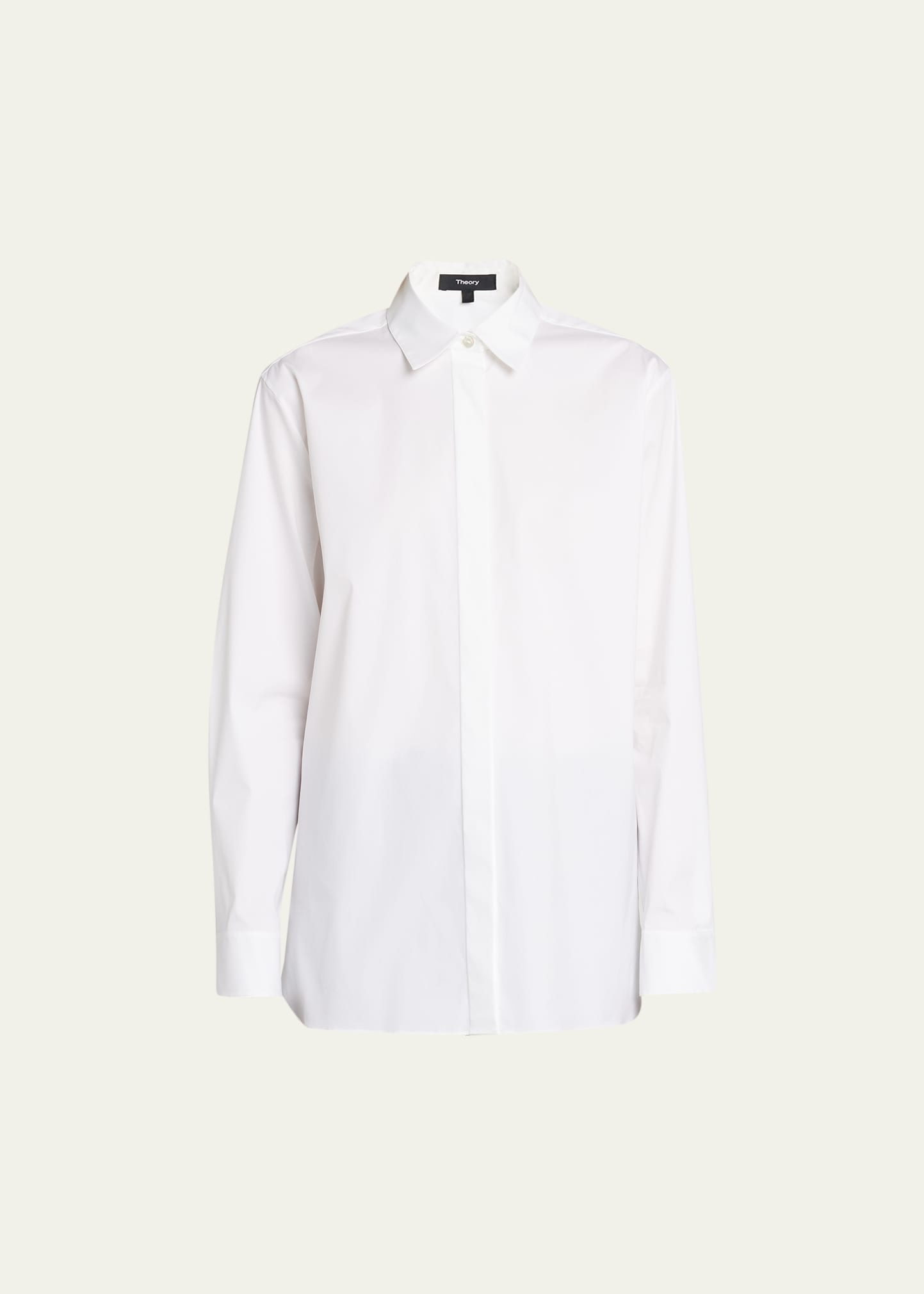 Classic Button-Front Boyfriend Shirt - 1