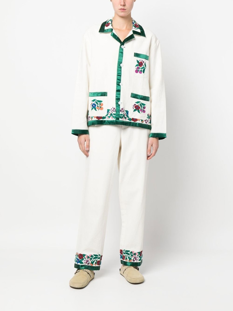 BODE embroidered-hem detail trousers outlook