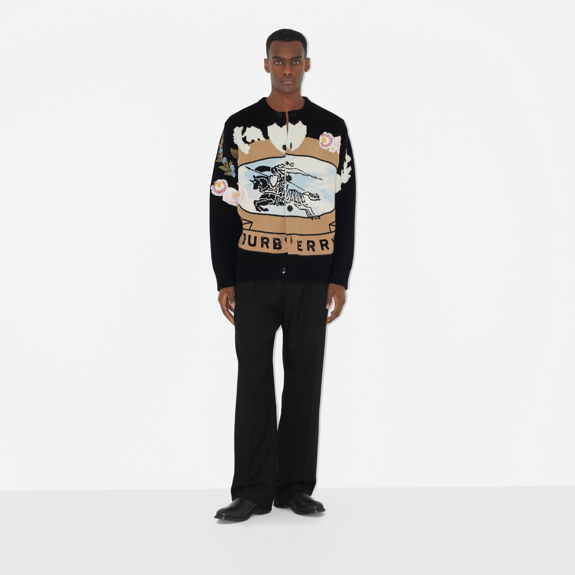 EKD Intarsia Wool Cashmere Cardigan - 2