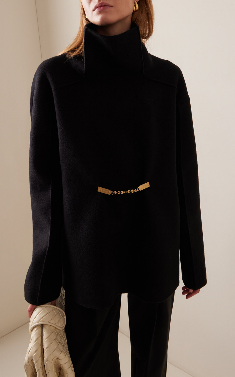 BEVZA Brooch-Detailed Cashmere-Wool Sweater black outlook