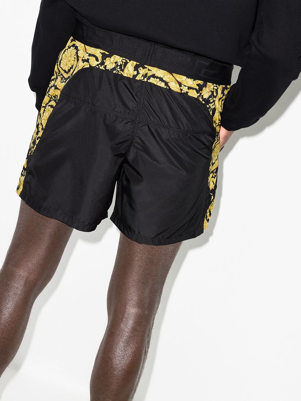 Barocco-print panelled shorts - 3