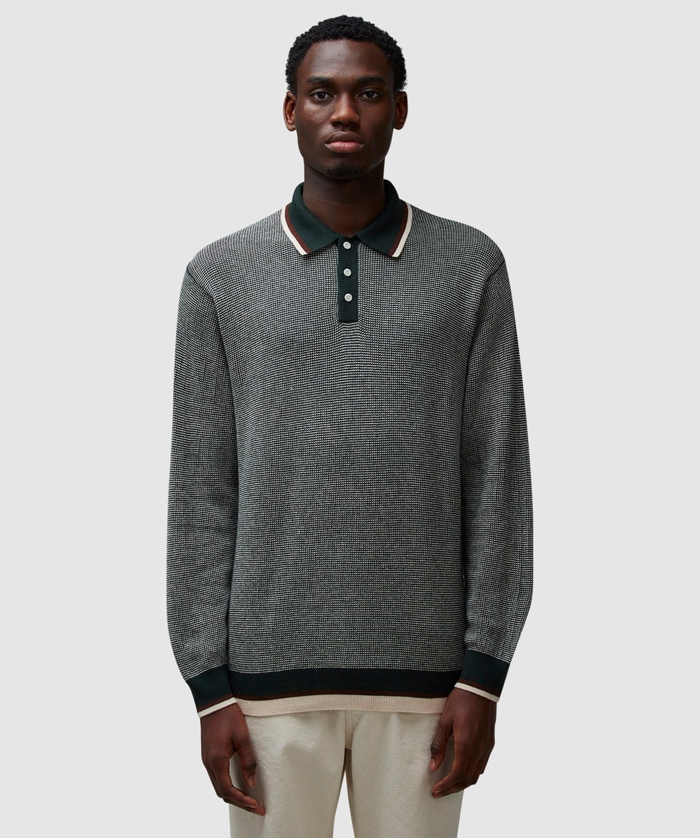 Long sleeve knitted polo shirt - 1
