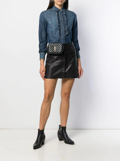 SAINT LAURENT ruffled front denim shirt outlook