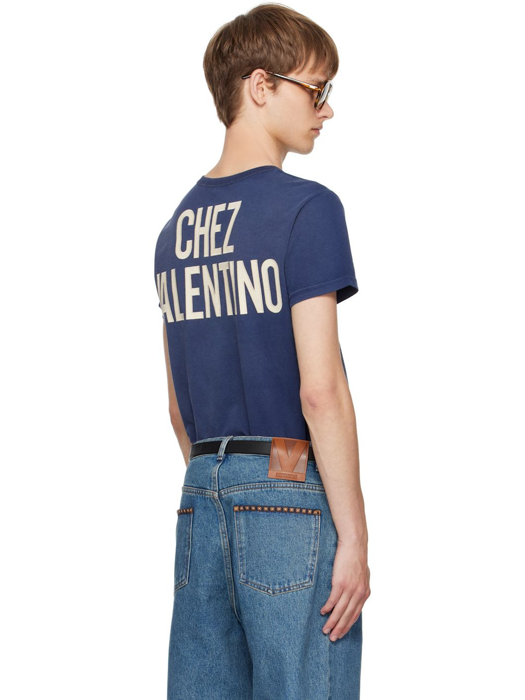 Navy 'Chez Valentino' T-shirt - 3