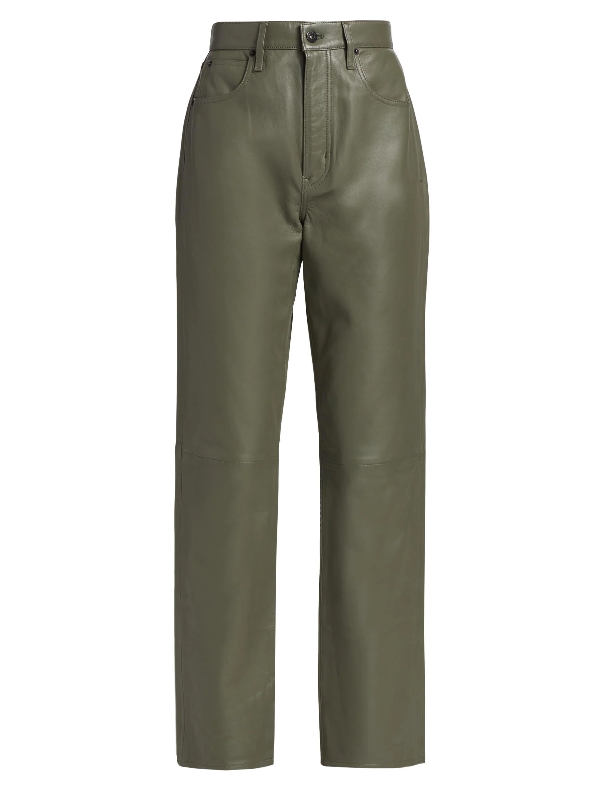 Women's London Leather Pants - Olive - 1