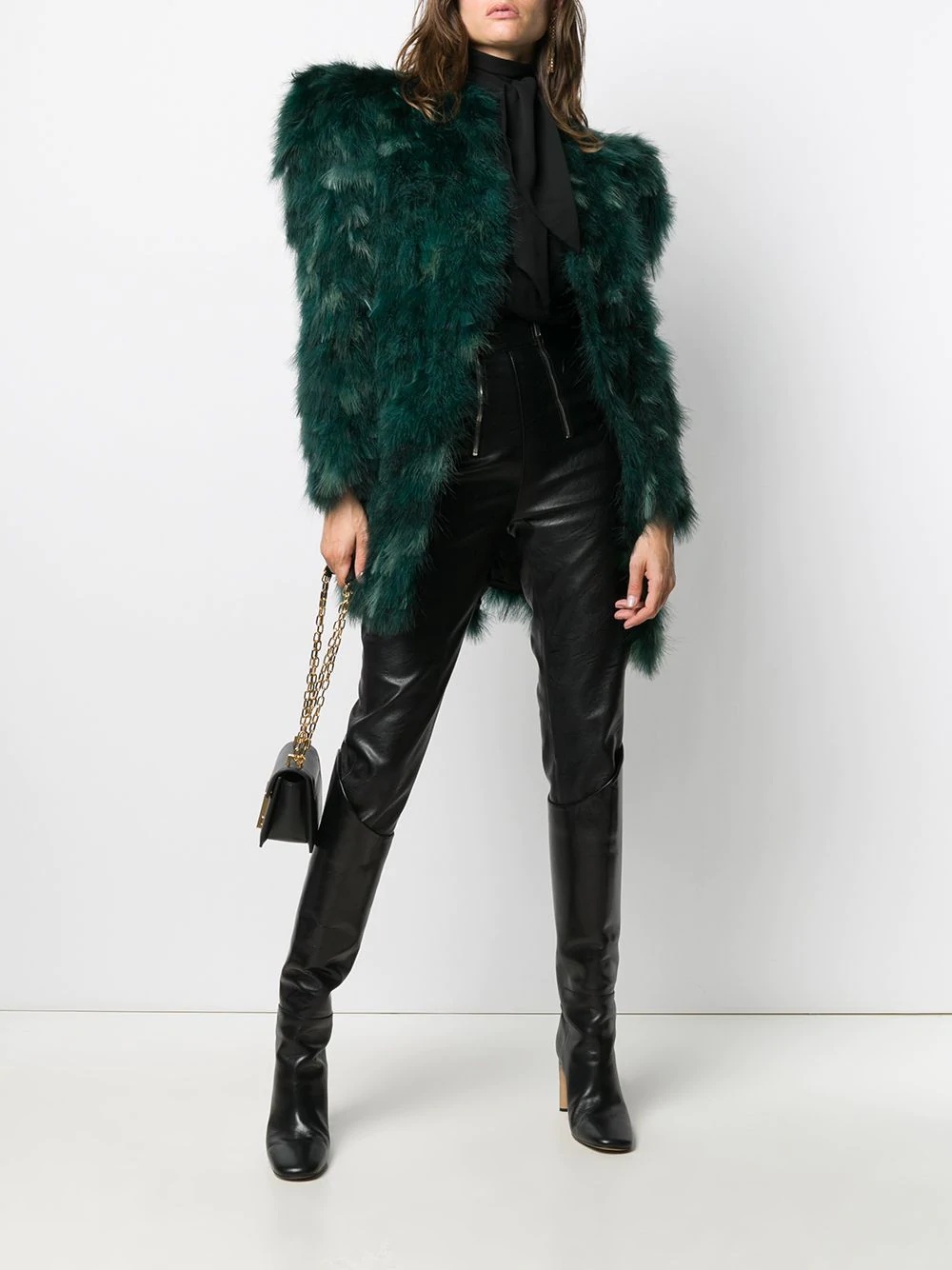 oversized-shoulder feather jacket - 2