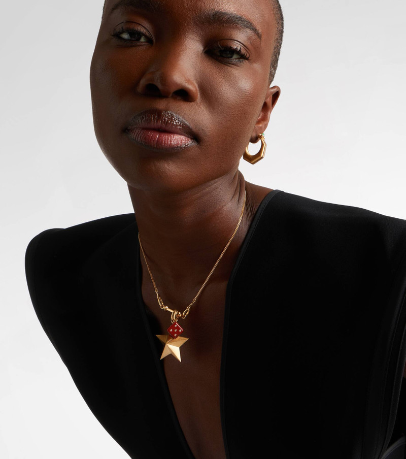 MARIE LICHTENBERG Connector 18kt gold charm necklace with jasper and diamonds outlook