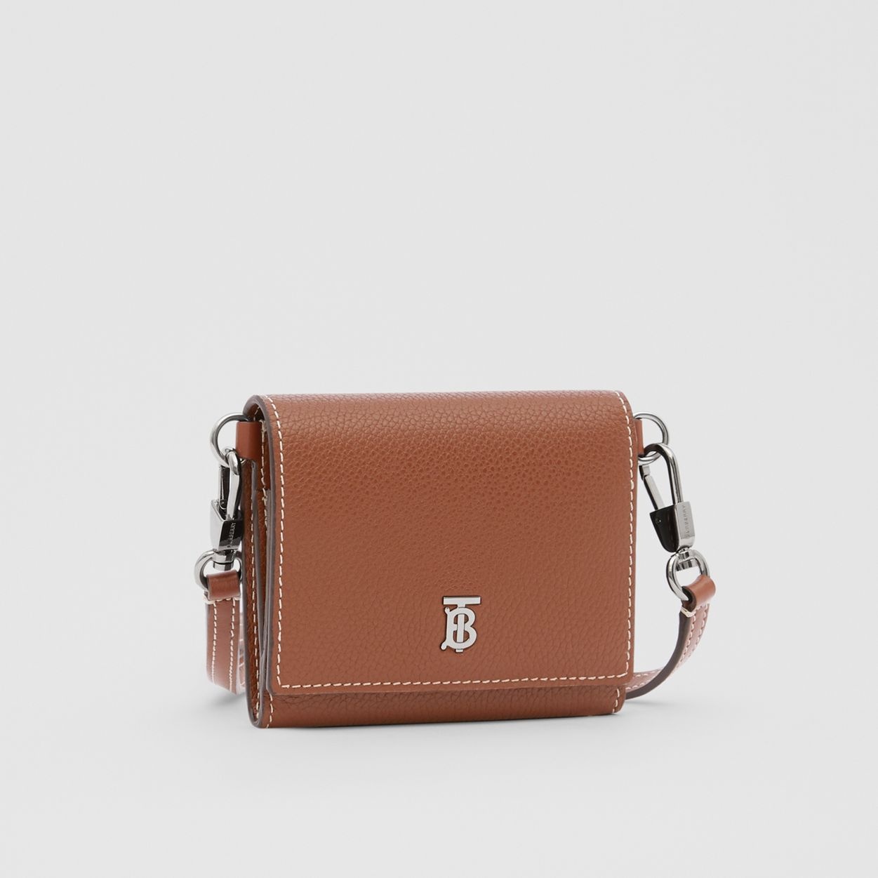 Small Grainy Leather Wallet with Detachable Strap - 9