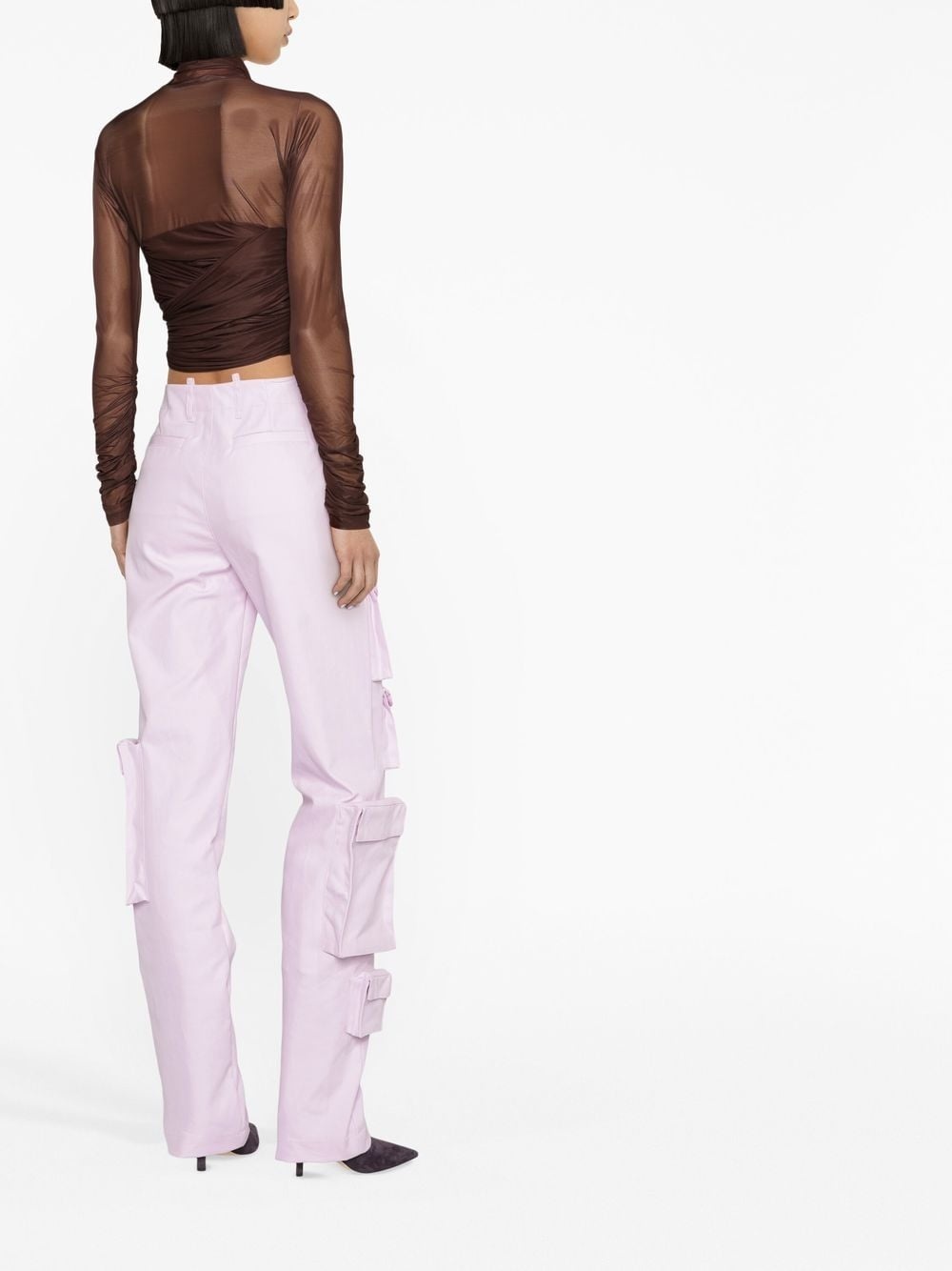 high-waisted cargo trousers - 4