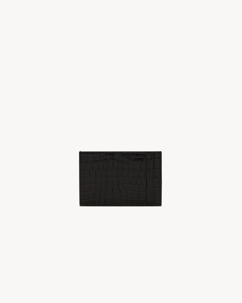 SAINT LAURENT UPTOWN FLAP CARD CASE IN CROCODILE-EMBOSSED SHINY LEATHER outlook