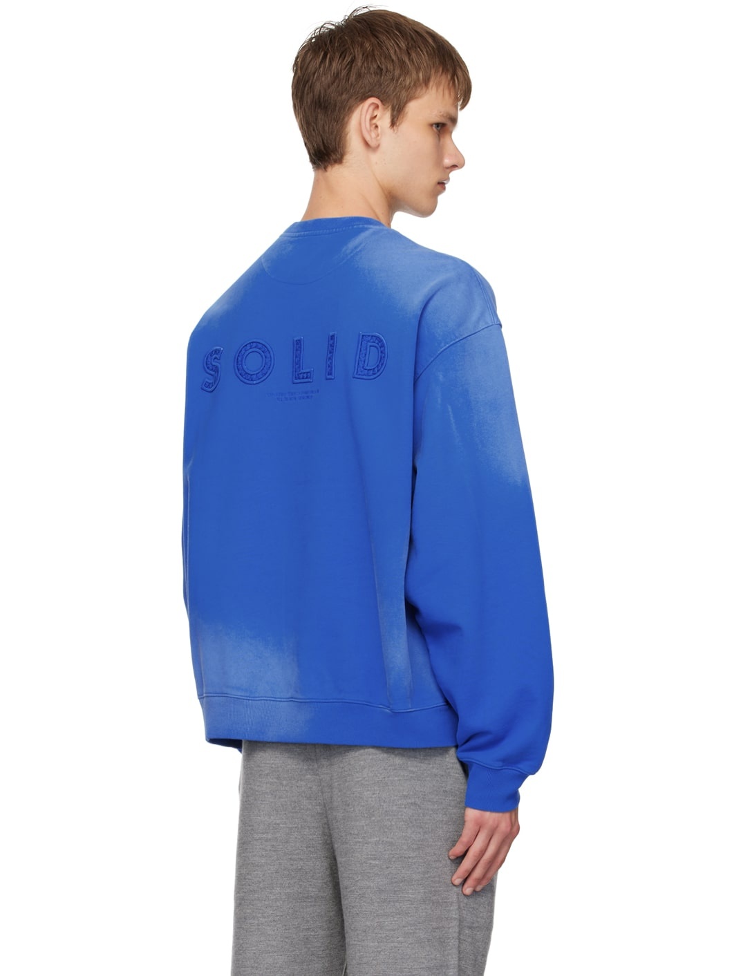 Blue Dyeing Back Logo Sweatshirt - 3