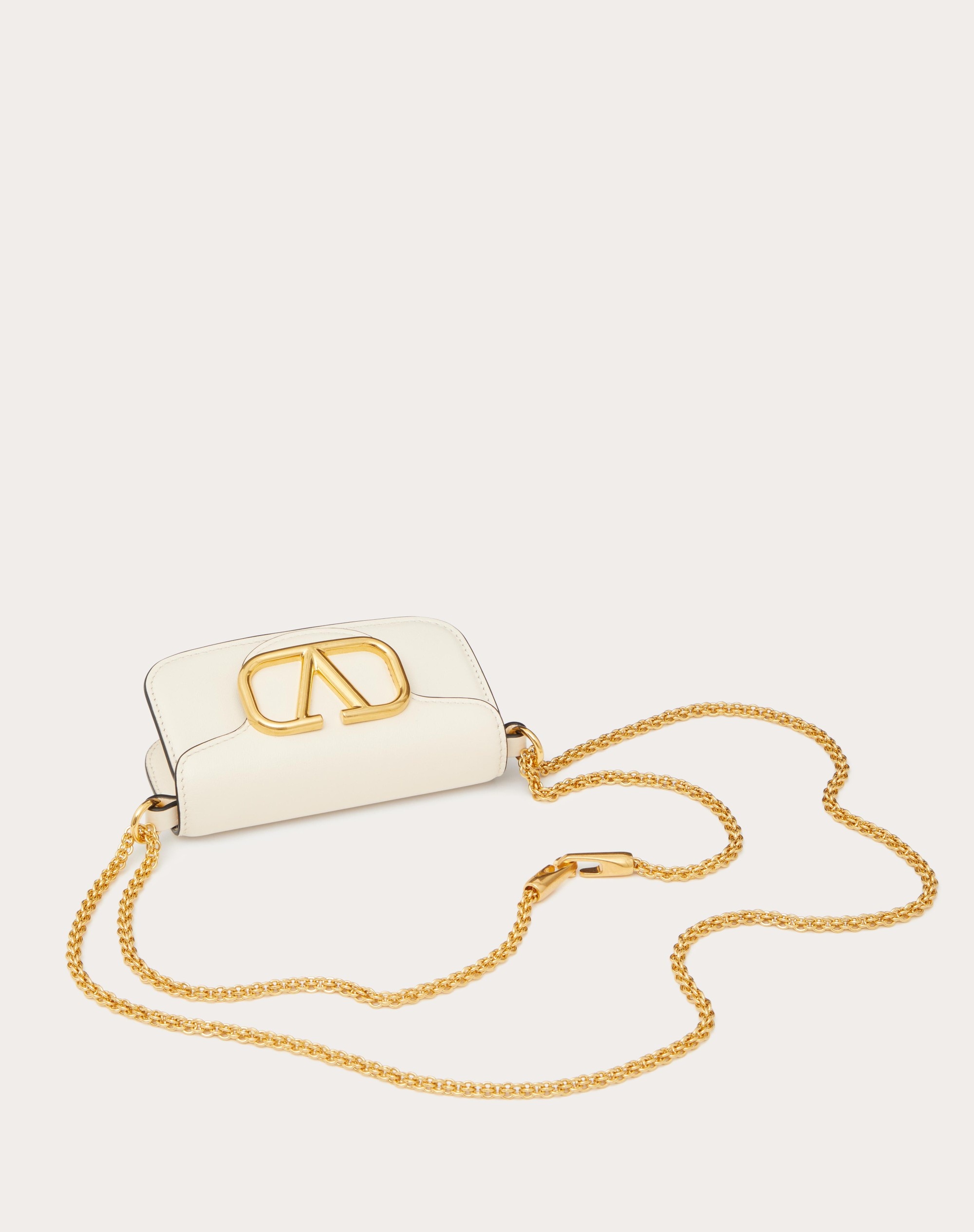 VALENTINO GARAVANI LOCÒ MICRO BAG IN CALFSKIN LEATHER WITH CHAIN - 5