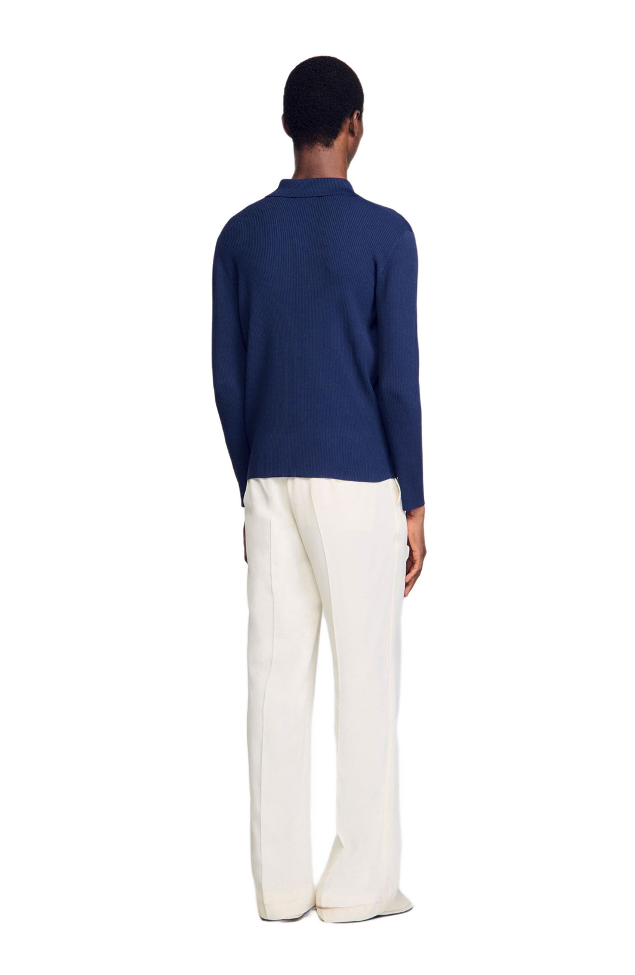 SANDRO Rib knit polo shirt in Royal Blue at Nordstrom - 2
