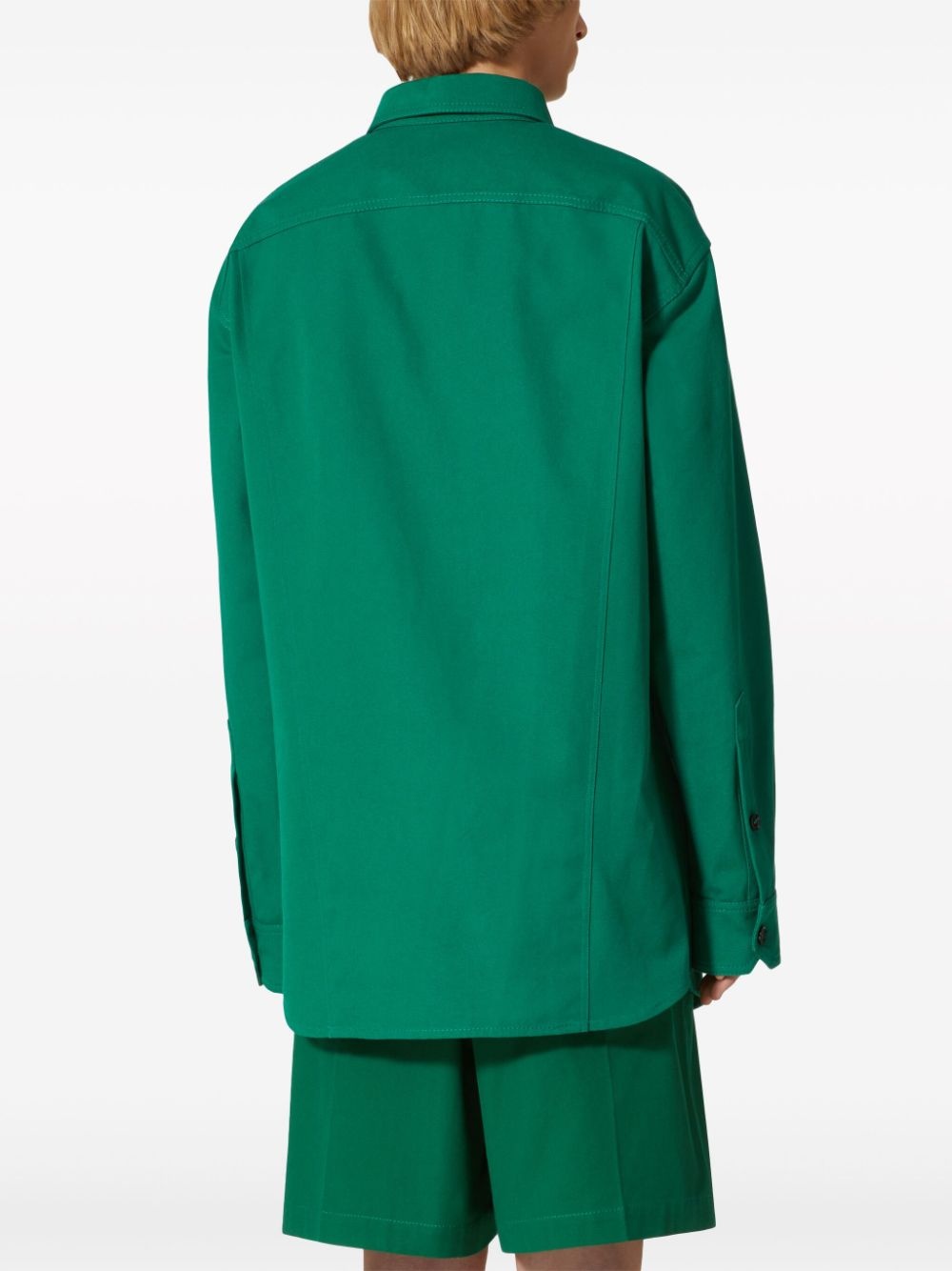 V-detail canvas shirt jacket - 4