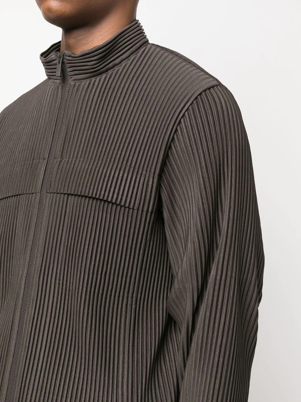 pleated zip-up jacket - 5