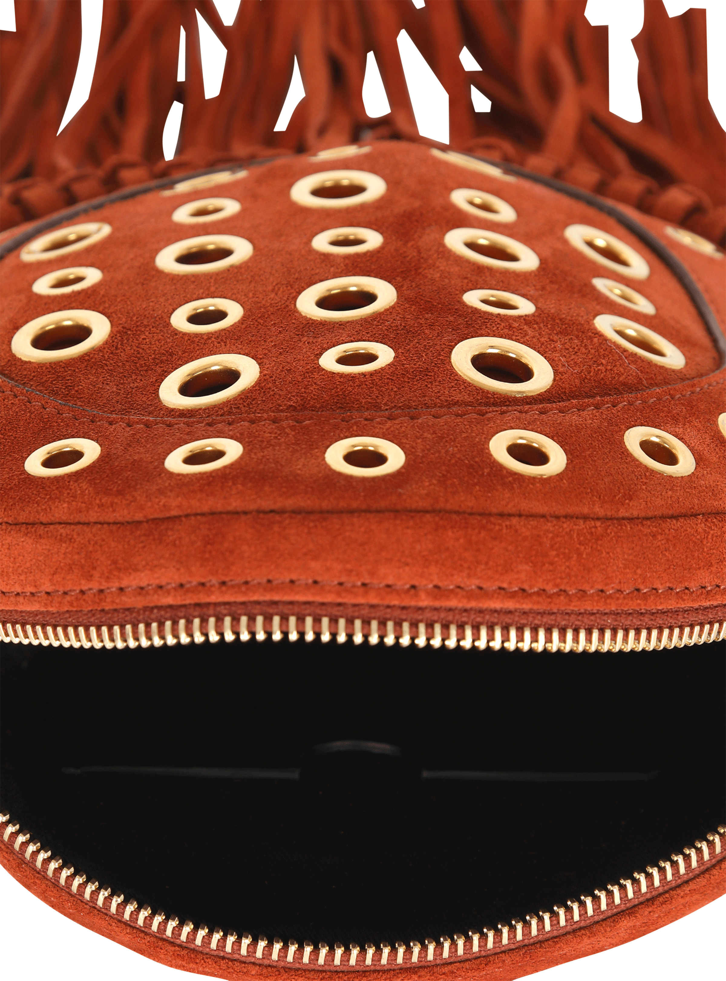 Balmain x Netflix -Fringed suede round Disco bag - 5