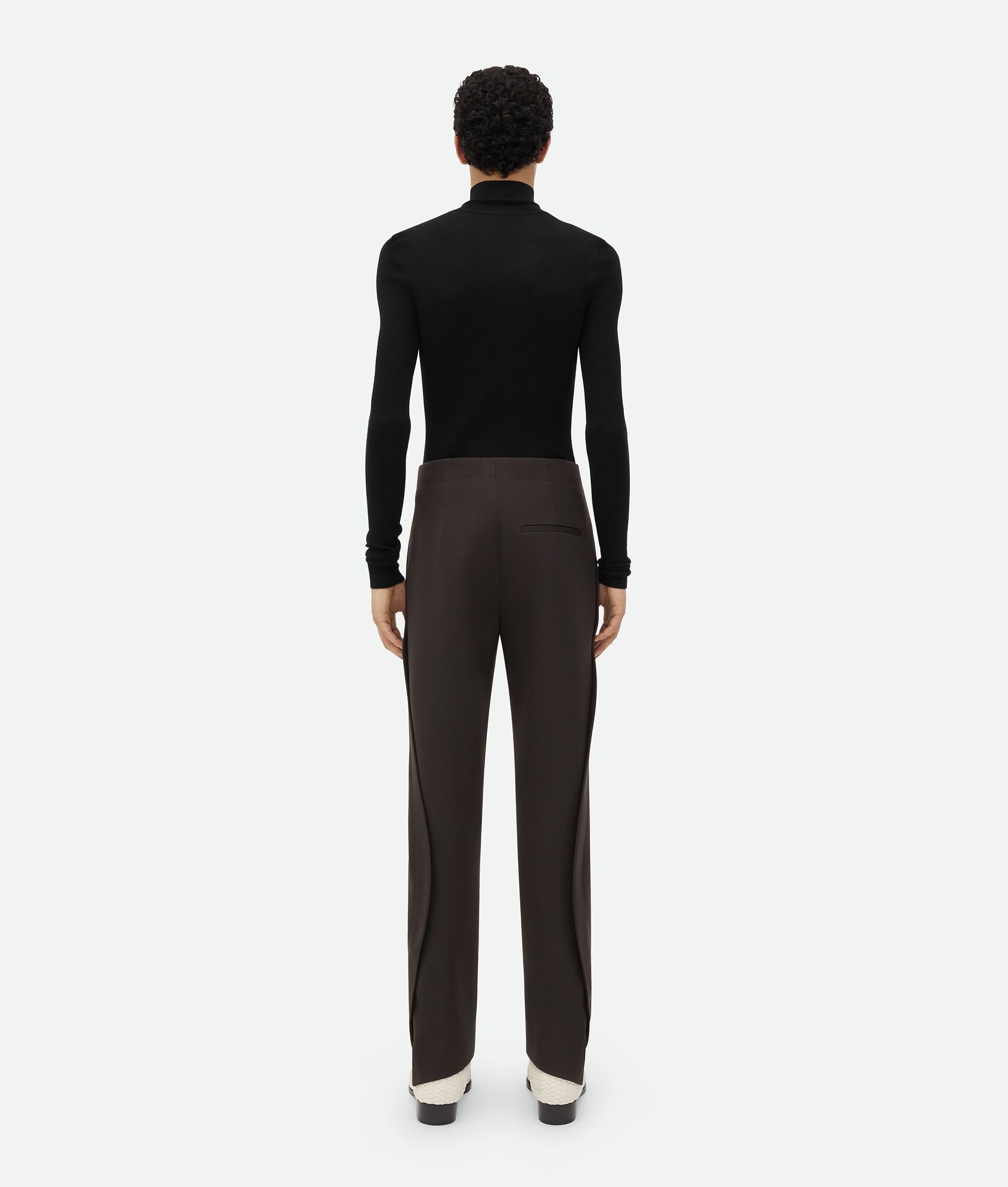 Curved Shape Wool Pants - 3