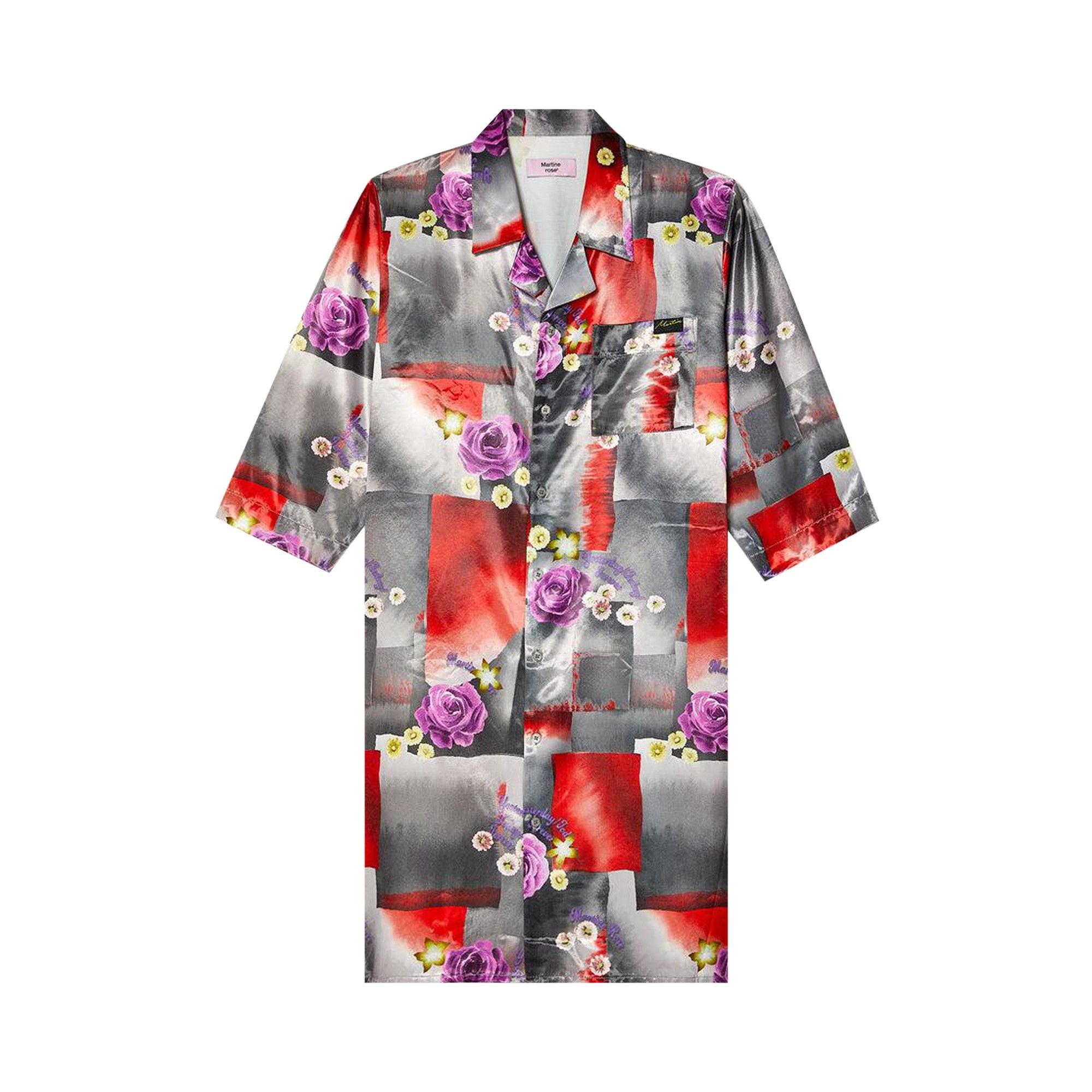 Martine Rose Stretched Shirt 'Floral/Red/Steel' - 1