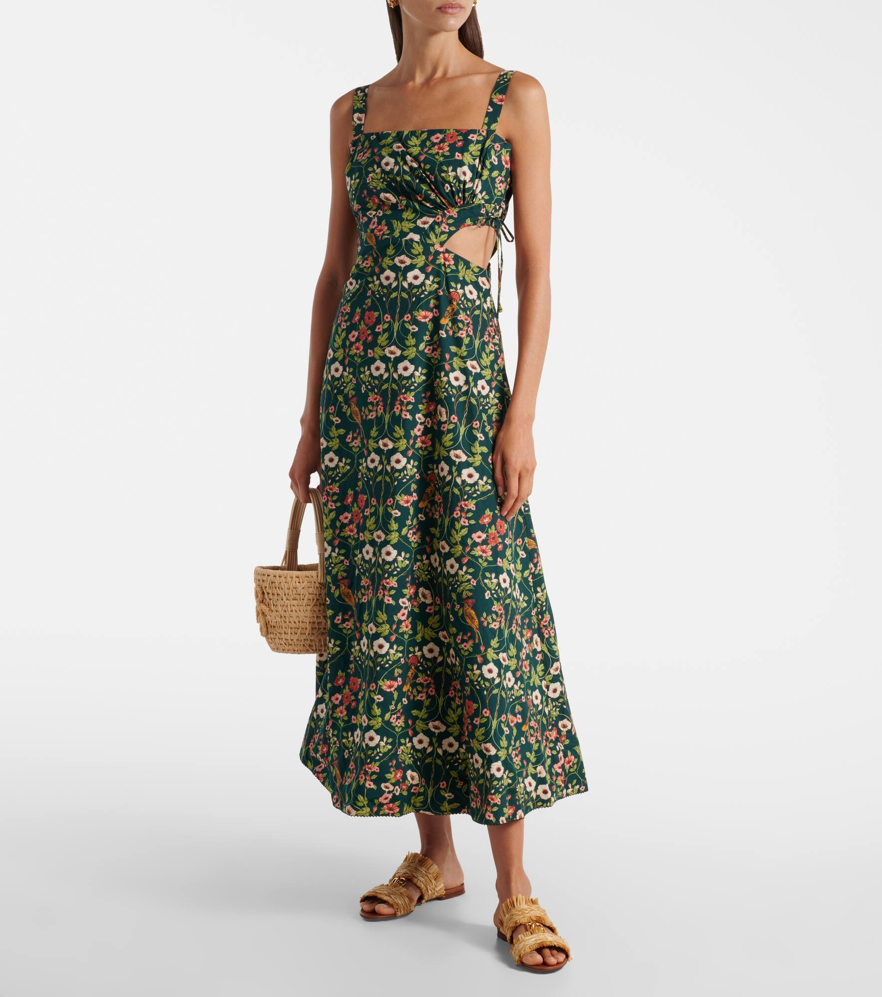 Verano cutout floral cotton midi dress - 2