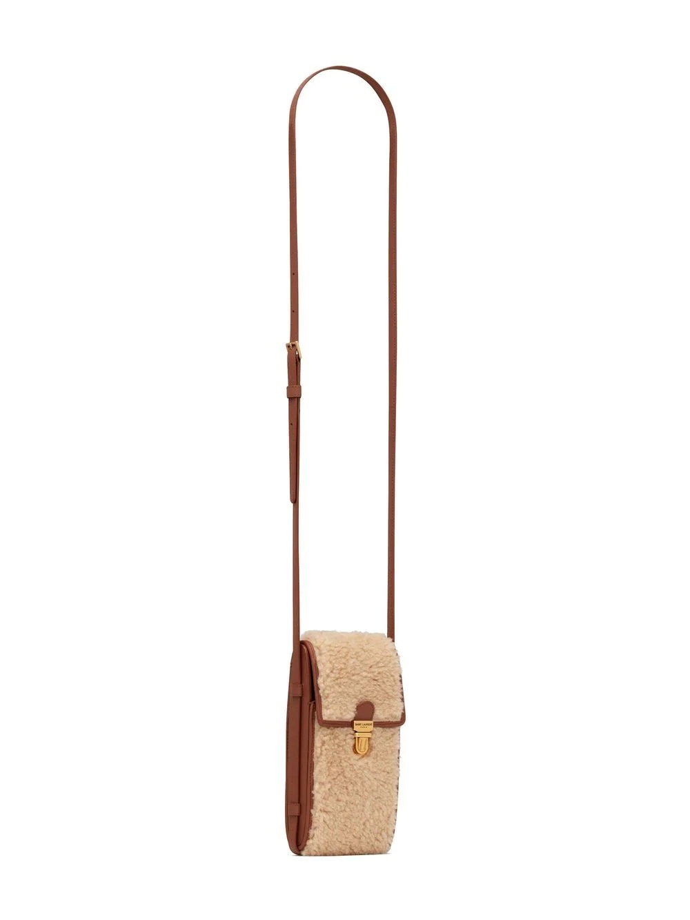 shearling crossbody phone holder - 5