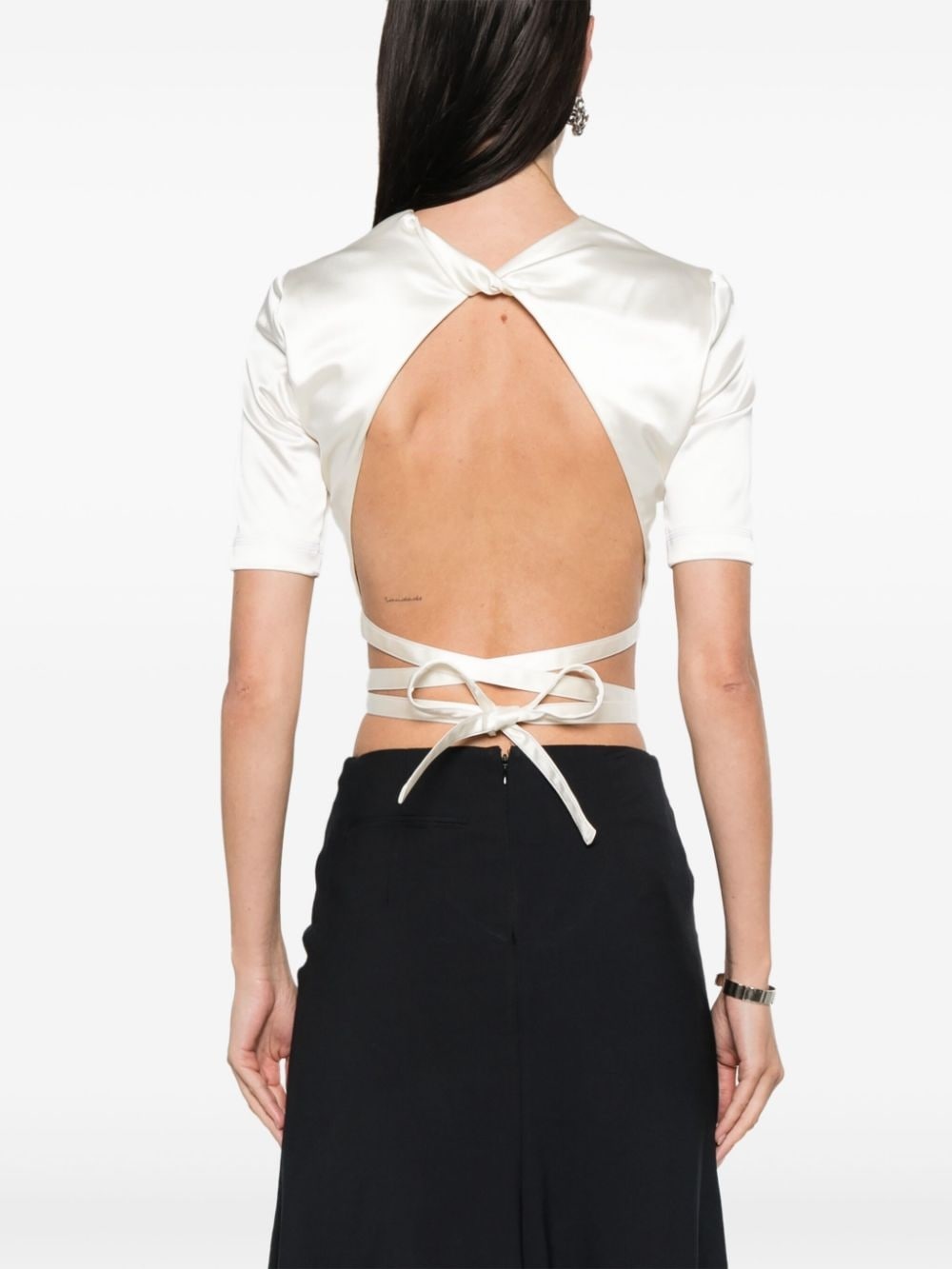 open-back satin T-shirt - 4