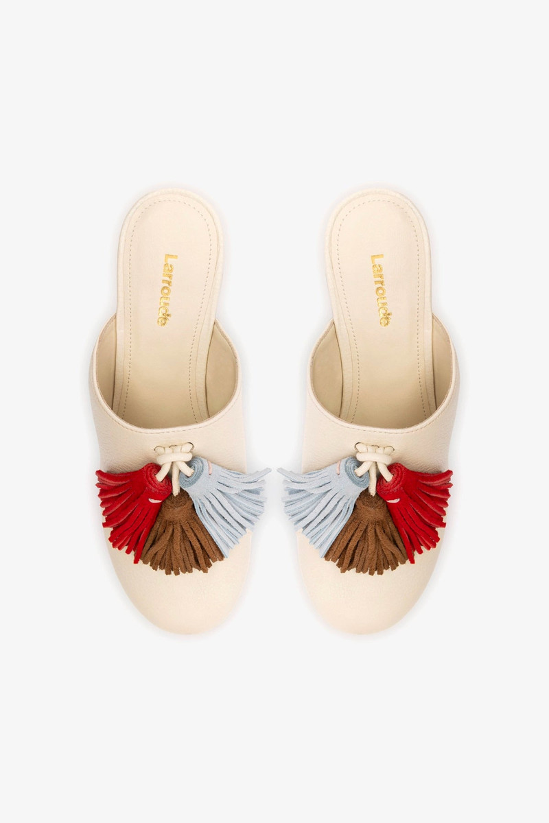 Miso Wooden Tassel Clog In Ivory Leather 7