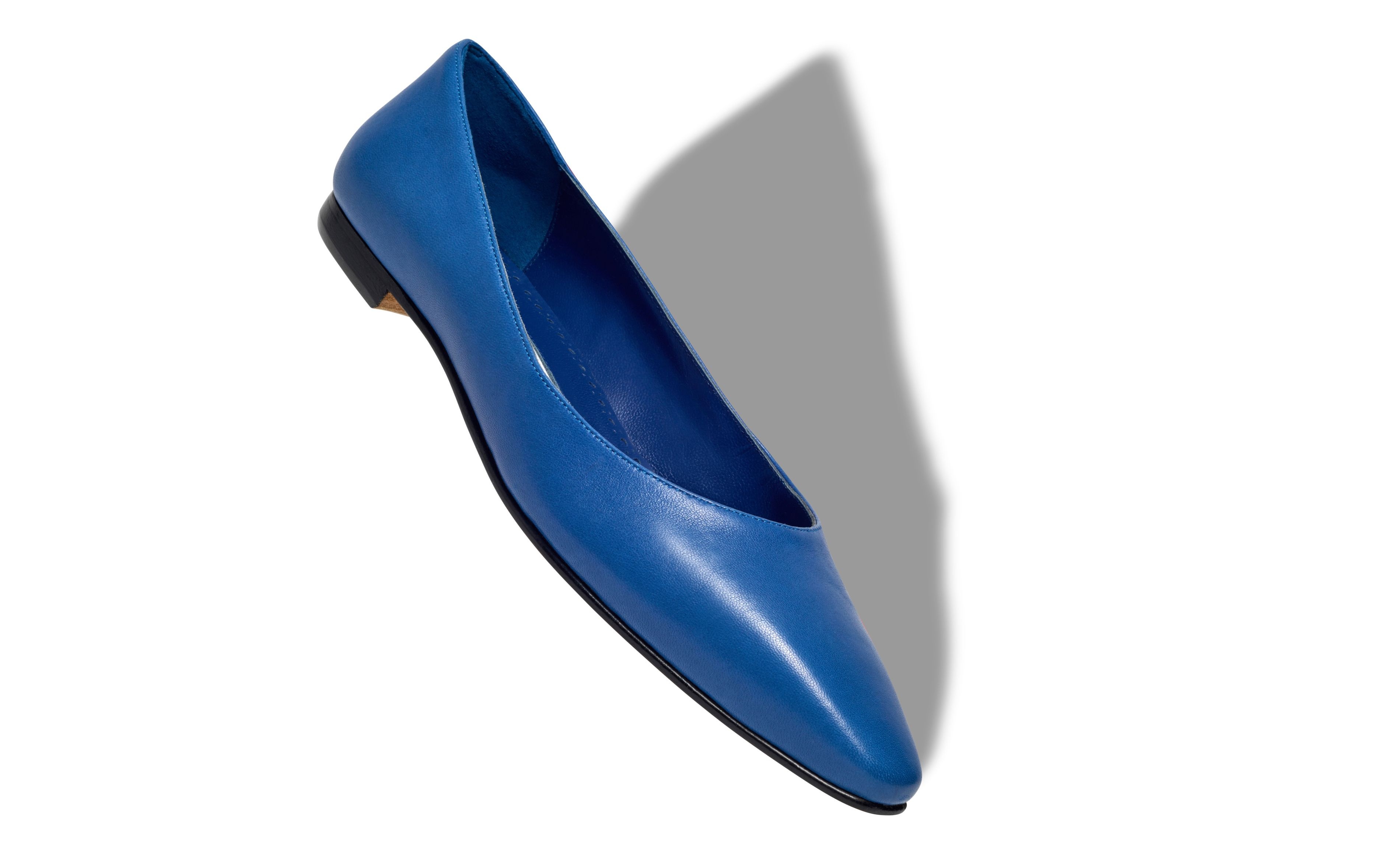 Blue Nappa Leather Flat Shoes - 2