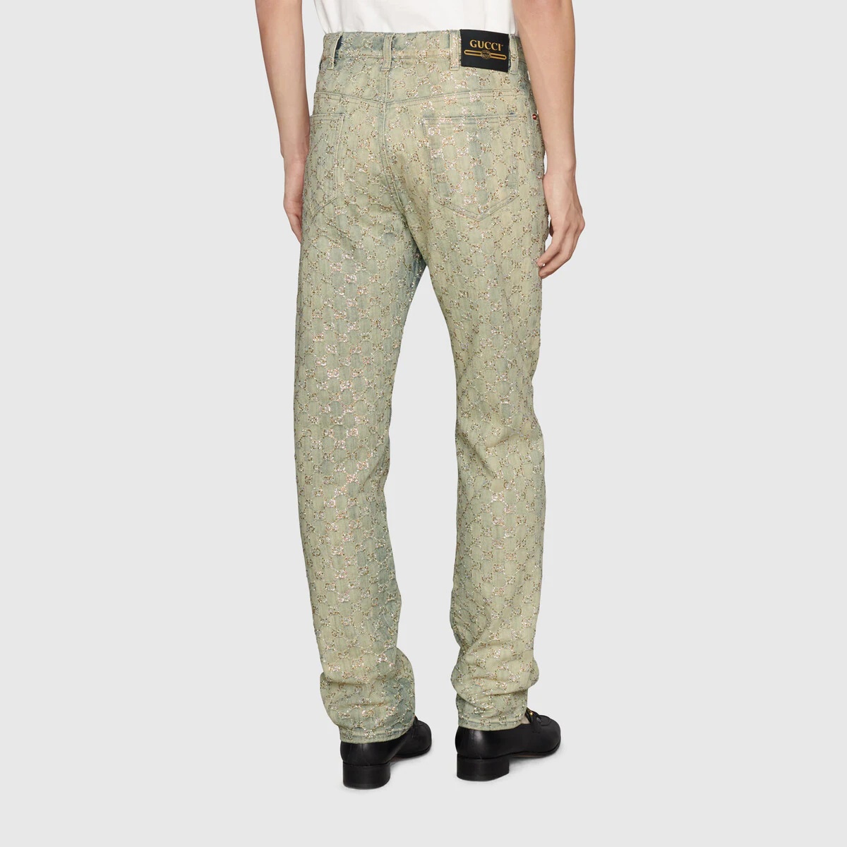 GG jacquard denim pant with crystals - 6