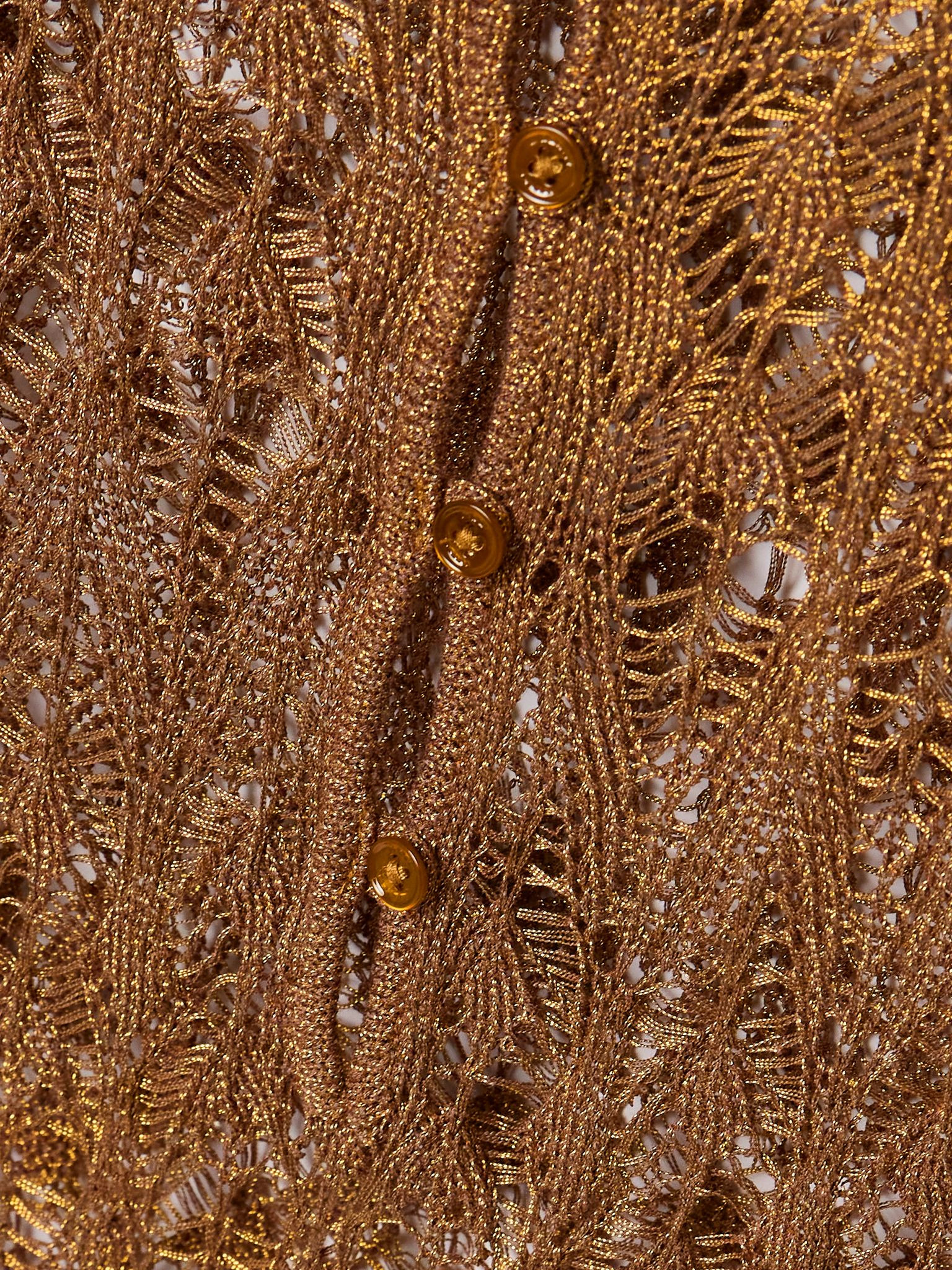 Pia metallic crocheted mini dress Brown - 4