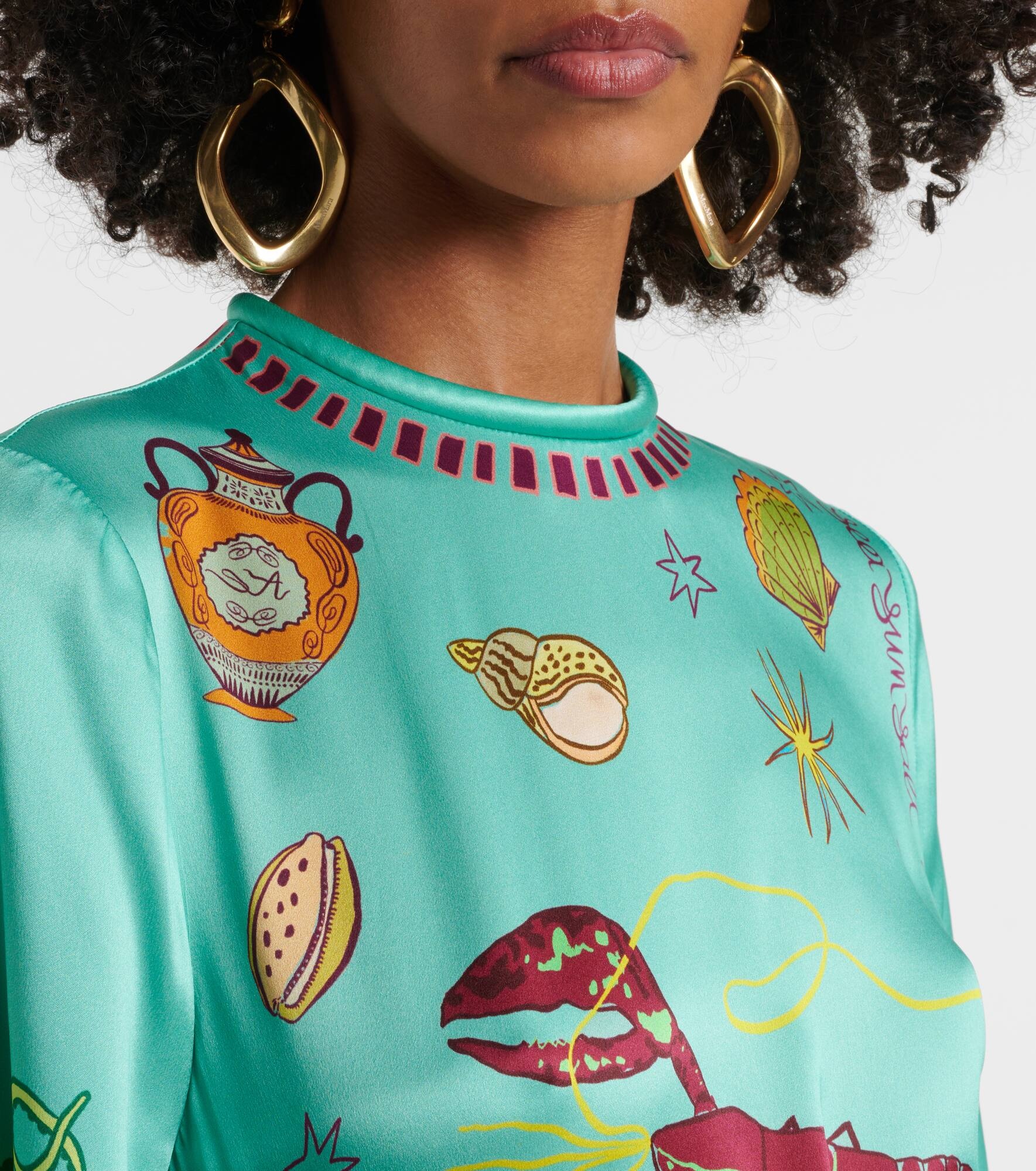 Surrealist silk midi dress - 4