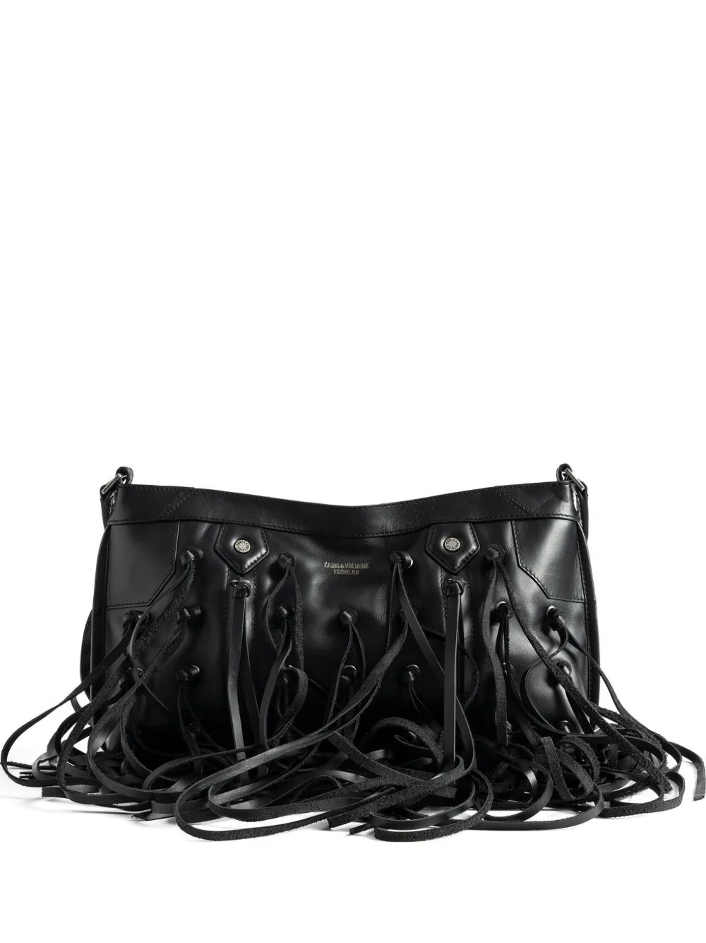 leather-fringe clutch bag - 1