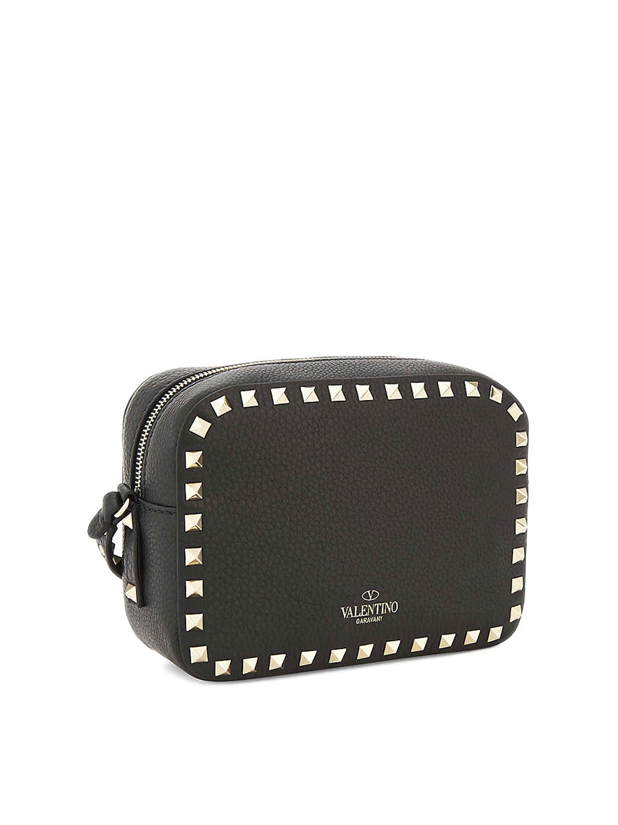 Small Rockstud Grainy Leather Crossbody Bag in Black - 4