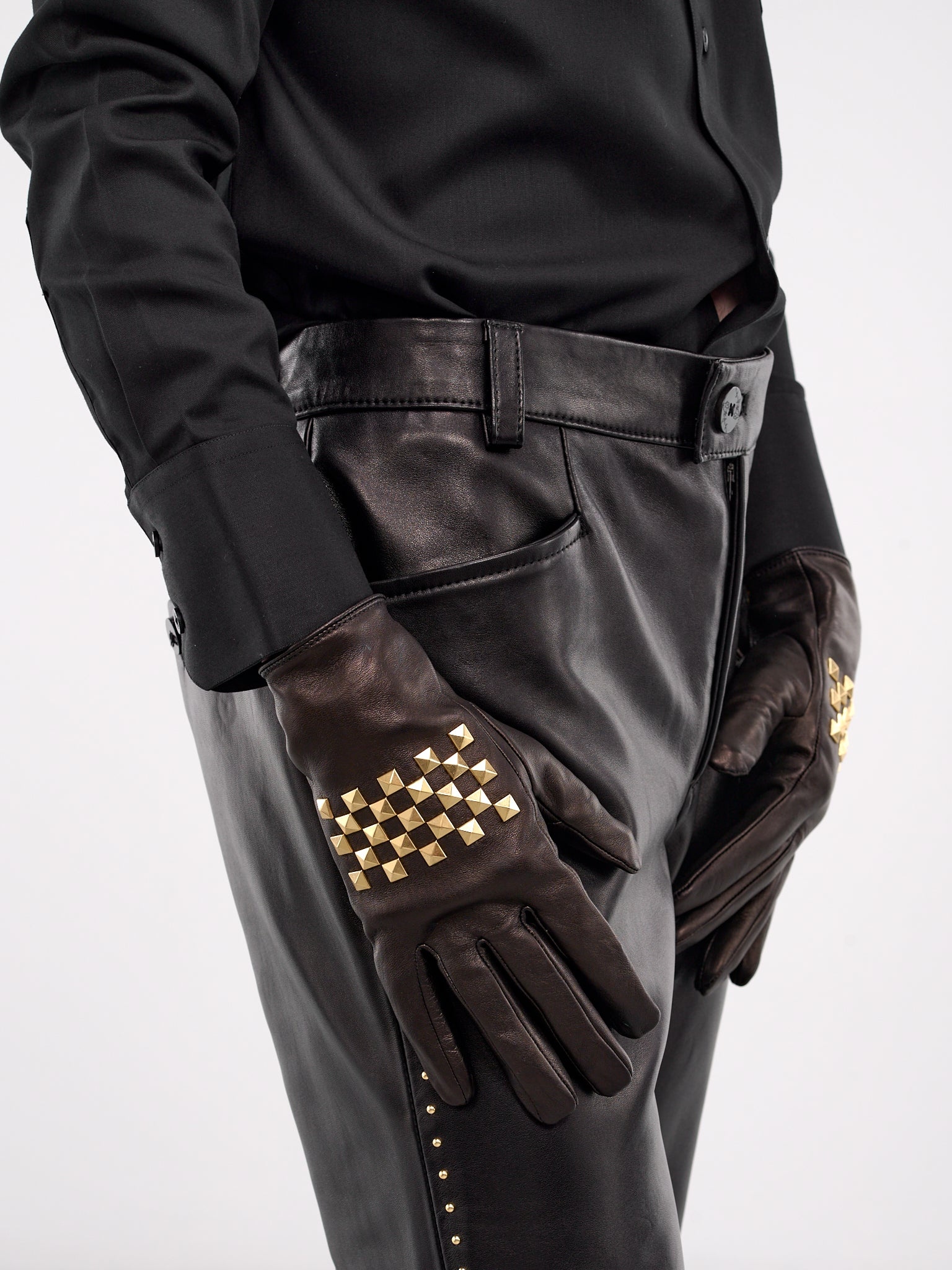 【格安saleスタート】 Lamb Studded Gold BAKER W. ERNEST Leather REVERSIBLE | Gloves 小物