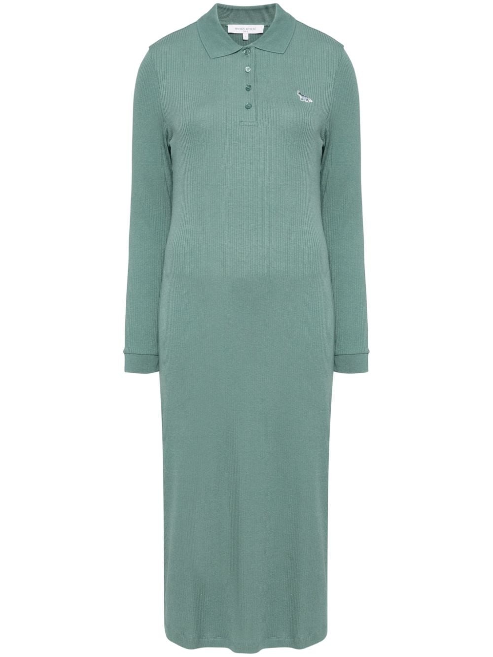 fine ribbed long sleeves polo dress - 1