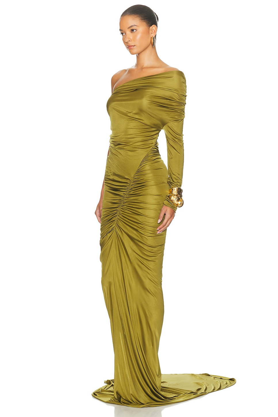 One Sleeve Ruched Gown - 3