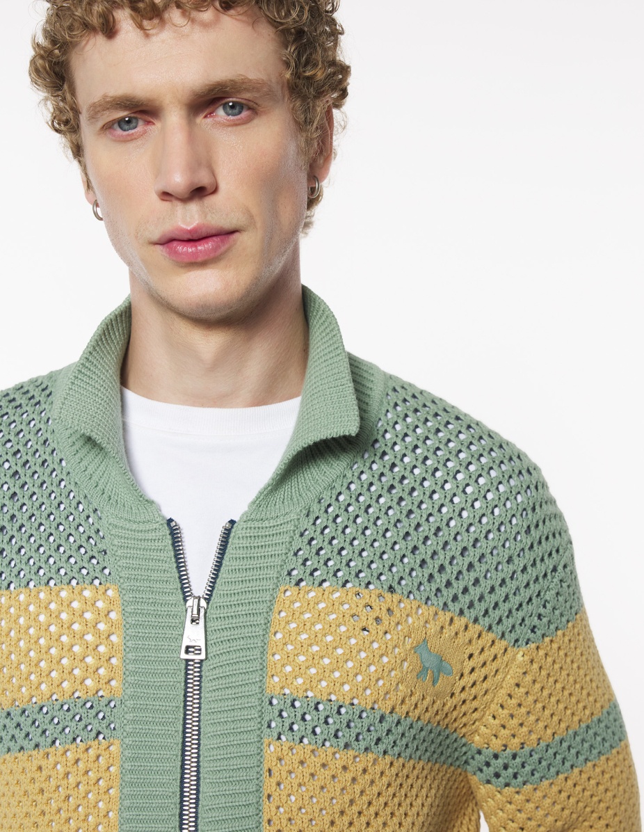 STRIPED MESH BLOUSON - 4
