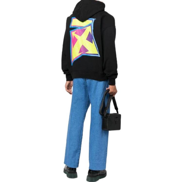 Men's Off-White FW22 Back Arrow Printing Long Sleeves Loose Fit Autumn Black OMBB085F22FLE0041070 - 3