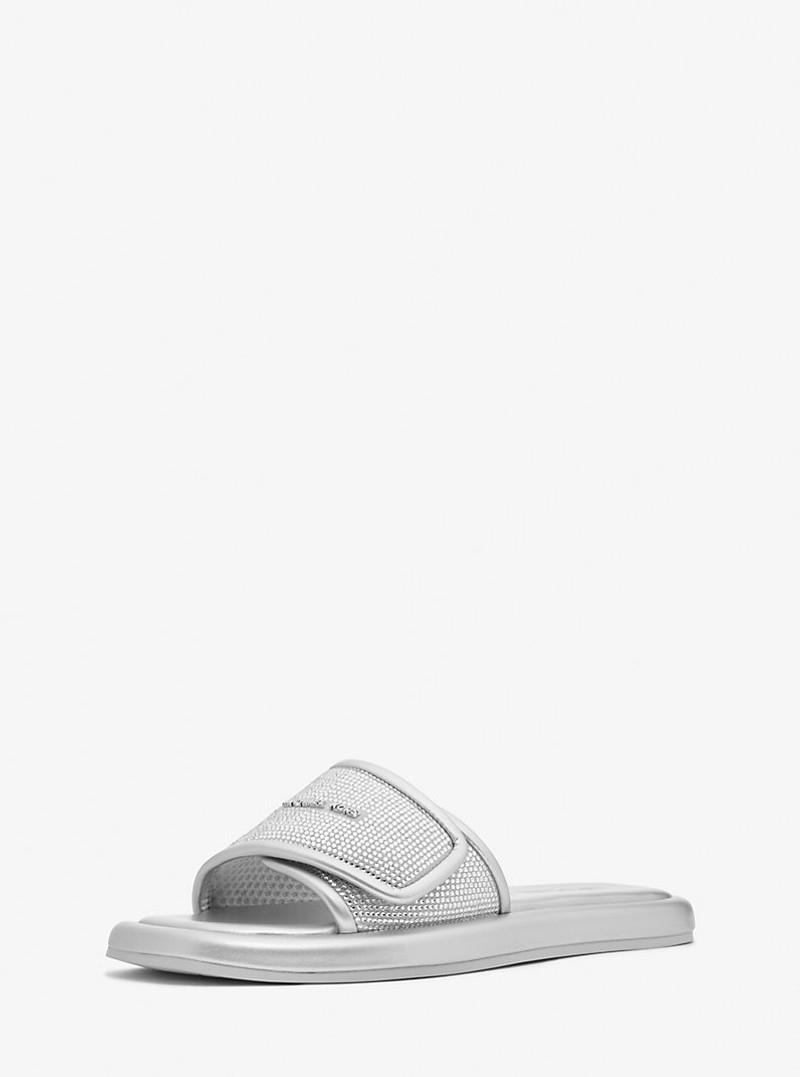 MICHAEL KORS Suki Embellished Metallic Slide Sandal outlook