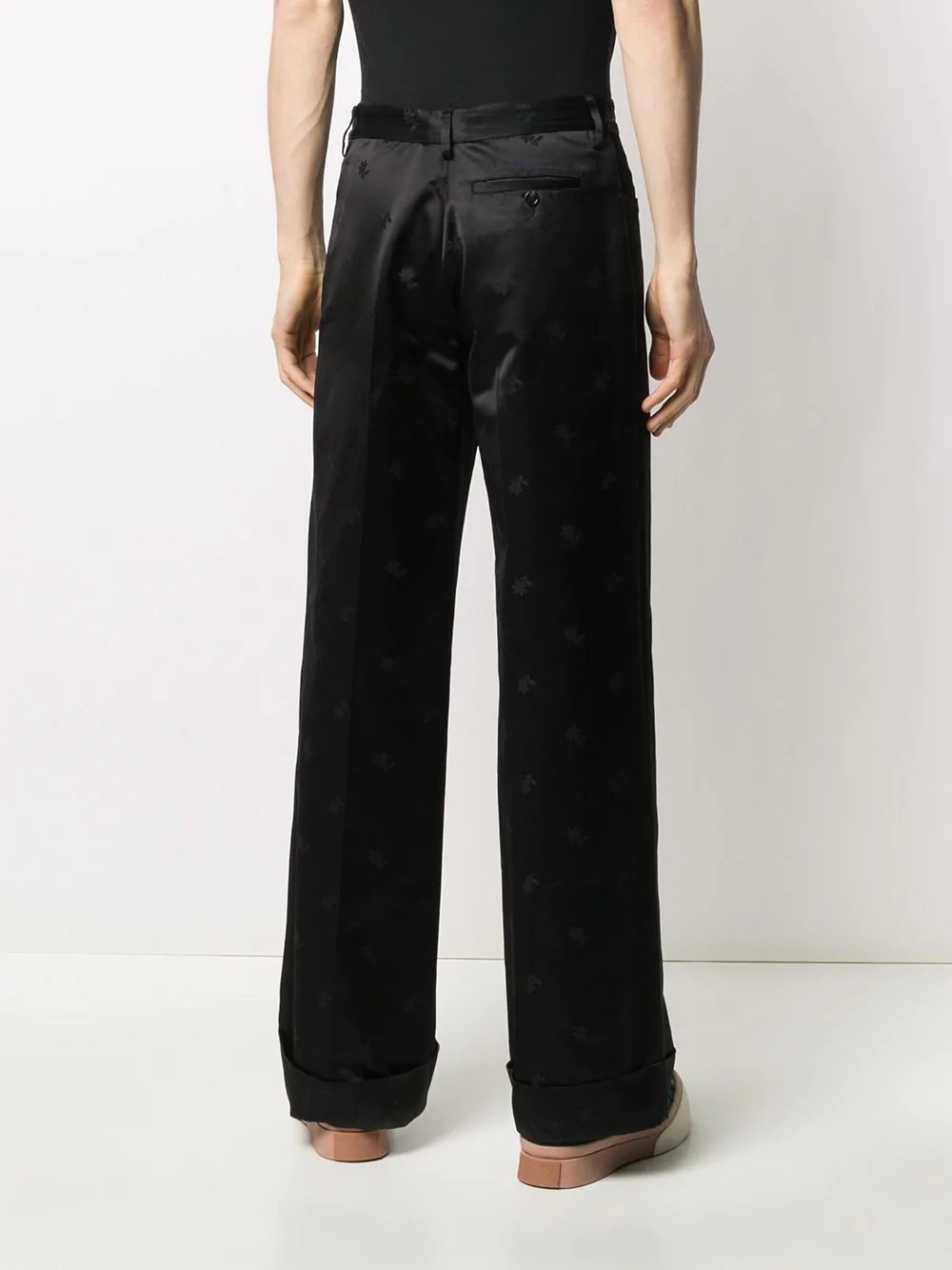 satin turn up cuff trousers - 4