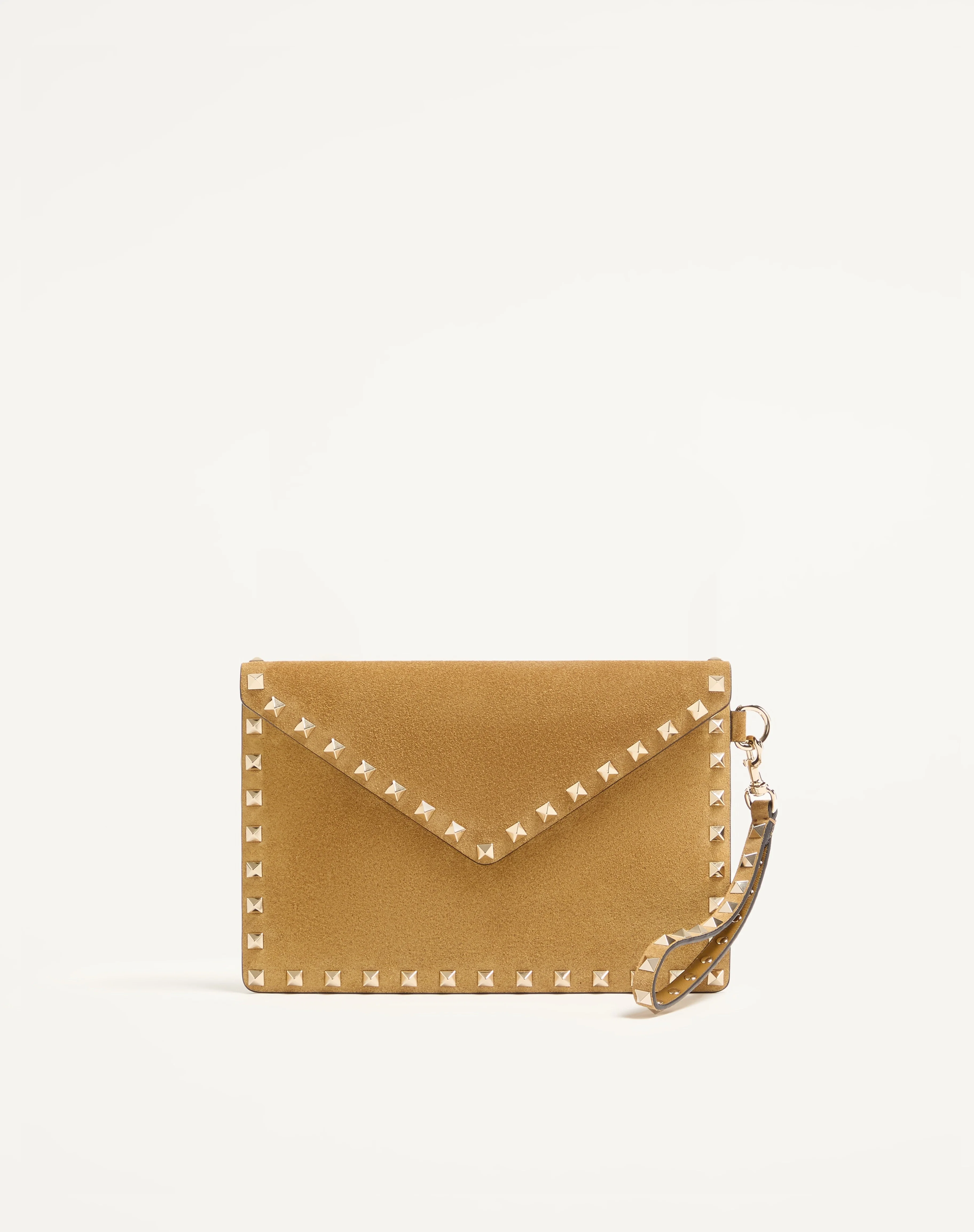ROCKSTUD SUEDE CLUTCH BAG - 1