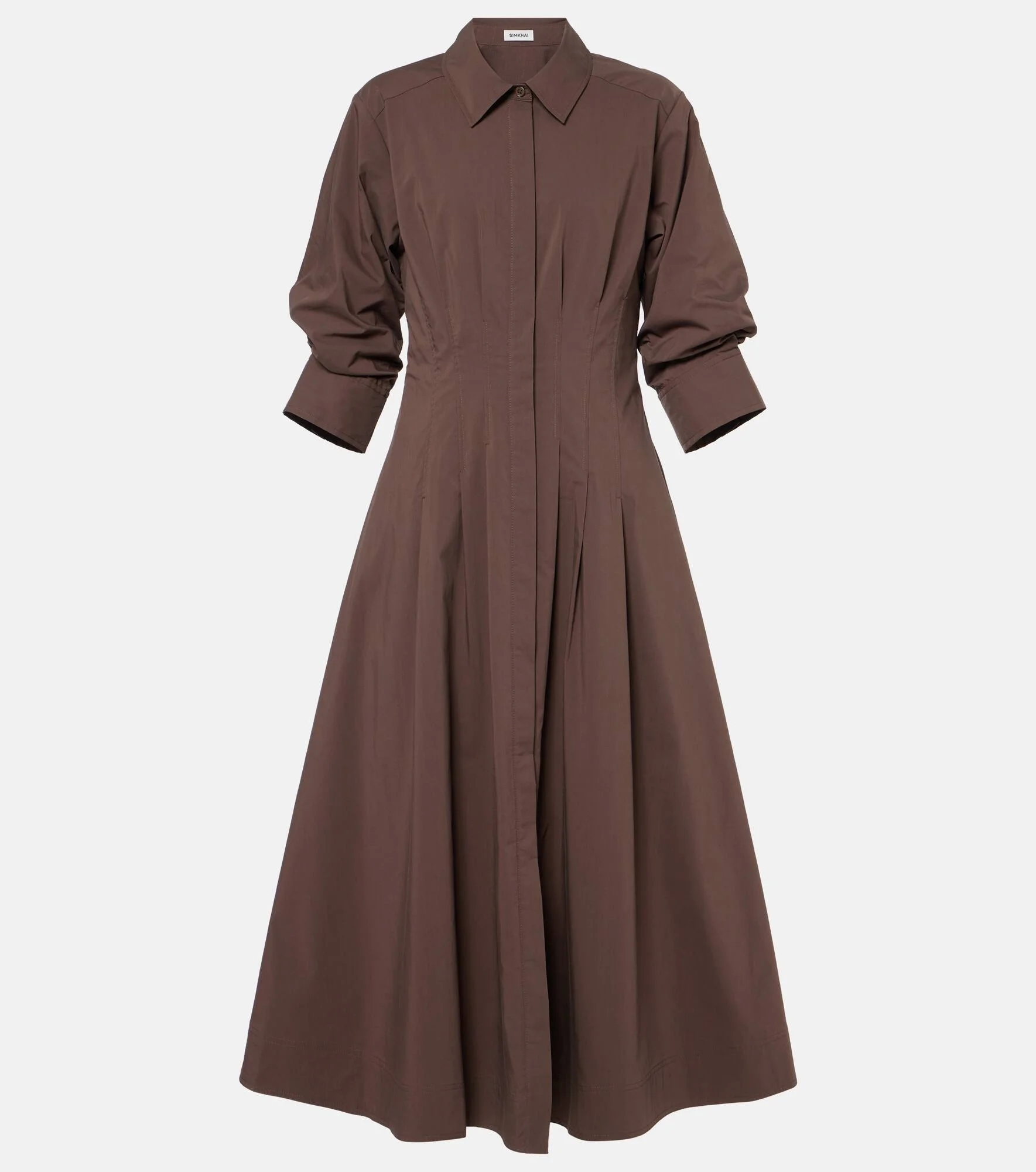 Pintuck cotton-blend midi dress - 1