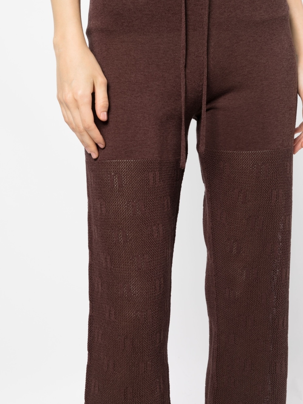 logo-knit crochet trousers - 5