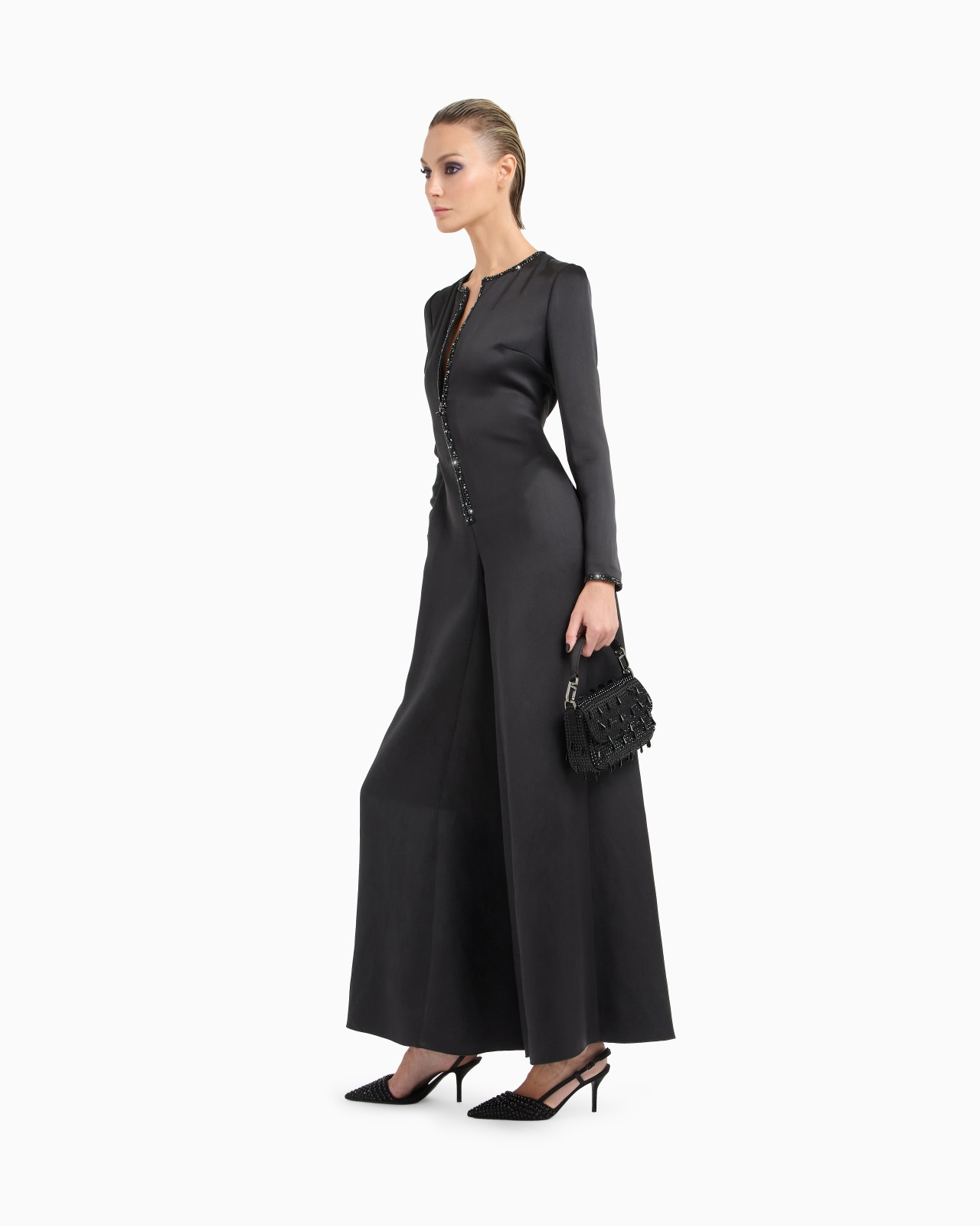 SILK JUMPSUIT WITH EMBROIDERED DETAILS - 2